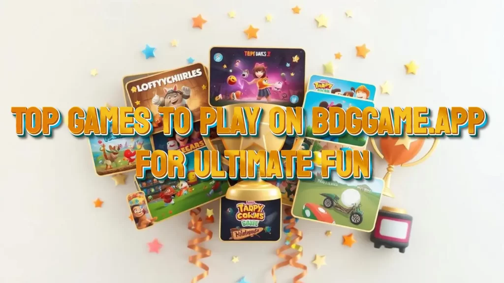 illustration text 'Top Games to Play on Bdggame.app for Ultimate Fun'